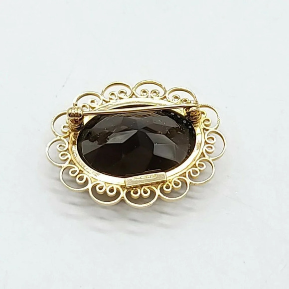 L'Fonts 1/20th 12kt Gold Filled Brown Hessonite Gl - Picture 3 of 4